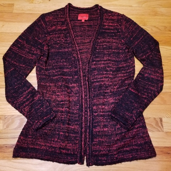 Narcisco Rodriguez Red & Black Marled Open Cardi - Picture 6 of 6